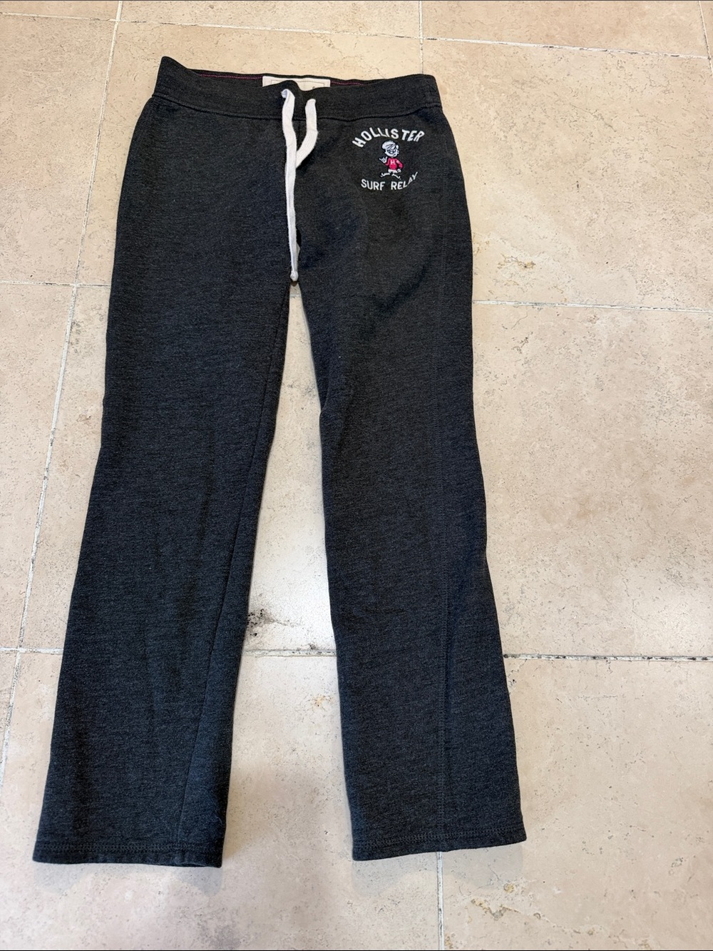 Y2K Vintage Hollister Dark Charcoal Drawstring Lounge Pants with Surf Logo